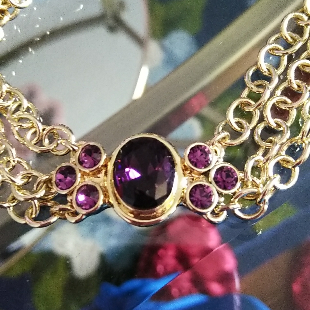 Multi-Layered Chain 💜 Purple Stone Bracelet 💜